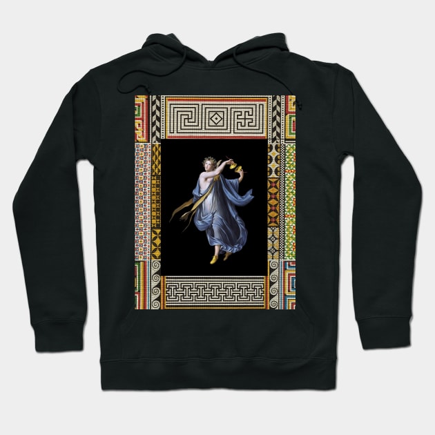 DANCING MAENAD WITH CYMBALS ,ANTIQUE ROMAN PAINTING WITH POMPEII MOSAICS PATCHWORK Hoodie by BulganLumini